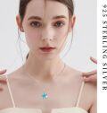 wholesale 925 Sterling Silver Blue Opal Starfish Shell Charm Necklace for Women-0-4