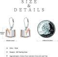 wholesale 925 Sterling Silver Book-Shaped Earrings with Feather Detail for Women Reading Lover Gift-0-3