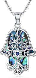 wholesale 925 Sterling Silver Abalone Shell Tree of Life Star of David Pendant Necklace-0-0