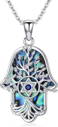 wholesale 925 Sterling Silver Abalone Shell Tree of Life Star of David Pendant Necklace-Star of David