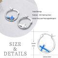 wholesale 925 Sterling Silver 6mm Round Blue Opal Inlay Cross Huggie Hoops - Religious Christian Jewelry for Women & Men-0-5