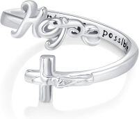 wholesale 925 Sterling Silver Christian Faith Ring Adjustable Religious Jewelry Valentine s Gift for Her-B-Hope