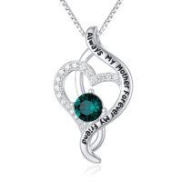TOUPOP Sterling Silver Heart Pendant Necklace, Always My Mother Forever My Friend-undefined
