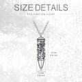 wholesale 925 Sterling Silver Cremation Jewelry Bullet Shape Memorial Keepsake Necklace for Ashes with Rose and Butterfly Design-0-4