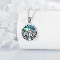 wholesale 925 Sterling Silver Mushroom and Moonstone Pendant Necklace with Abalone Shell Inlay-0-5