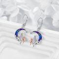 wholesale 925 Sterling Silver Moon Girl Cat Leverback Drop Earrings-0-2