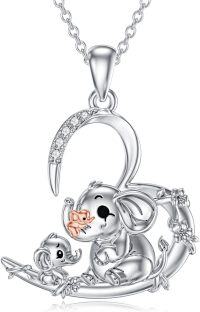 wholesale 925 Sterling Silver Elephant Family Heart Pendant Necklace - Mother's Day Gifts for Women and Moms-Elephant