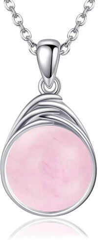 wholesale 925 Sterling Silver Pink Rose Quartz Teardrop Pendant Necklace-Rose Quartz