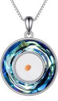 wholesale 925 Sterling Silver Blue Round Crystal Mustard Seed Pendant Necklace for Women Christian Faith  43cm Chain Length-0-0