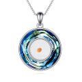 wholesale 925 Sterling Silver Blue Round Crystal Mustard Seed Pendant Necklace for Women Christian Faith  43cm Chain Length-0-0