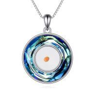 wholesale 925 Sterling Silver Blue Round Crystal Mustard Seed Pendant Necklace for Women Christian Faith  43cm Chain Length-Mustard Seeds Crystal