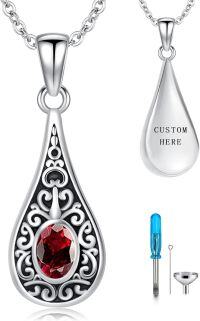 wholesale Sterling Silver Teardrop Urn Necklace for Ashes Men Women-04-01-Teardrop-January-04-01-Teardrop-January-04-01-Teardrop-January+Text-04-01-Teardrop-January+Text