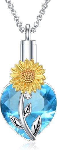 wholesale Sterling Silver 12 Birth Month Flowers Urn Necklace for Ashes-12-Sunflower Urn