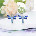 wholesale 925 Sterling Silver Blue Opal Dragonfly Studs for Women Gift Jewelry-0-3