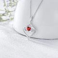 wholesale TOUPOP Forever Love Heart July Birthstone Pendant Necklaces For Women S925 Sterling Silver With Ruby, Birthday Mother’s Day Jewelry Gift For Mom Daughter Wife -0-3