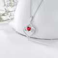 TOUPOP Sterling Silver Ruby Pendant Necklace For Women Birthday Gift-0-3