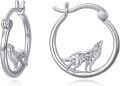 wholesale 925 Sterling Silver Wolf & Llama Hypoallergenic Hoop Earrings for Women Girls-0-0