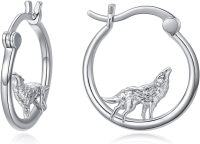 wholesale 925 Sterling Silver Wolf & Llama Hypoallergenic Hoop Earrings for Women Girls-Wolf