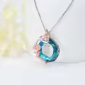 TOUPOP Sterling Silver Blue Crystal Rose Butterfly U Initial Necklace-0-5