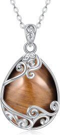 wholesale Sterling Silver Moonstone Filigree Teardrop Pendant Necklace for Women-0-21