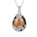 wholesale 925 Sterling Silver Filigree Teardrop Pendant Necklace for Women-0-21