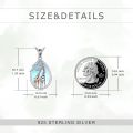 wholesale 925 Sterling Silver Teardrop Giraffes Pendant Necklace with Blue Background and Black Spots-0-4