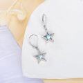 wholesale 925 Sterling Silver Star Drop Earrings with Moonstone and Leverback Hooks for Women -0-3
