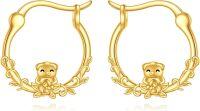 wholesale 10K Gold Piglet Floral Hoop Earrings - Fine for Women & Girls-Pig earrings