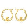 wholesale 10K Gold Piglet Floral Hoop Earrings - Fine for Women & Girls-0-0