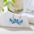 wholesale 925 Sterling Silver Dragon Heart Drop Earrings Wholesale With Blue Crystals-0-2