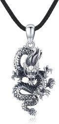 wholesale 925 Sterling Silver Metal Stone Dragon Pendant Necklaces for Men Women-0-0