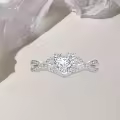 TOUPOP Sterling Silver Moissanite Heart Halo Engagement Wedding Ring Gift-0-4