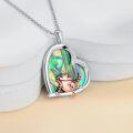 wholesale 925 Sterling Silver Abalone Shell Gecko Pendant Necklace Animal  for Her-0-3