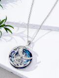 wholesale 925 Sterling Silver Round Crystal Phoenix Bird Pendant Necklace Gift for Women-0-4