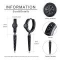 wholesale 925 Sterling Silver Black Gold Plated Viking Vegvisir Rune Drop Earrings-0-3
