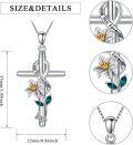 wholesale 925 Sterling Silver Flower and Butterfly Pendant Necklaces with Green Stones for Women Christian Gifts-0-1