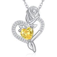 wholesale 925 Sterling Silver Birthstone Heart Pendant Necklace for Women-11-Nov