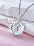 wholesale 925 Sterling Silver Blue Rose Pendant Necklace-0-3