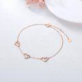 wholesale 10K Gold CZ Three Heart Bracelet for Women 6 8 8 4 Inch-0-9