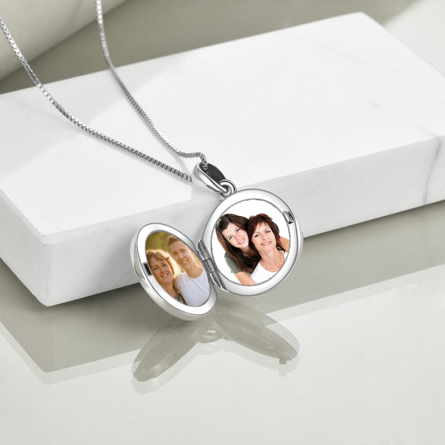 Sterling Silver Rose Tree of Life Locket Necklace for Women Men Photo Pendant Fathers Day Birthday Anniversary Christmas Gifts-0-3