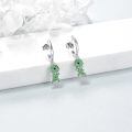 wholesale 925 Sterling Silver Green Crystal Fish Shape Huggie Hoop Earrings for Women-0-4