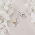 wholesale 925 Sterling Silver Heart-Shaped Gold Tulip Drop Earrings-0-3