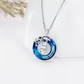 TOUPOP Sterling Silver Blue Crystal Elephant Pendant Necklace For Women-0-1