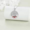 wholesale 925 Sterling Silver Tree of Life Pendant Necklace with Red Black Enamel Ladybugs and Cubic Zirconia Stones for Women & Girls Mothers Day Gift-0-3