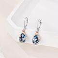 wholesale 925 Sterling Silver Teardrop Butterfly & Flower Drop Earrings w/Abalone Shell and Rose Gold Accents-0-1