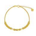 wholesale 18k Gold Bracelet Braided Chain Faceted Oval Beads Heart Charm For Women-0-0