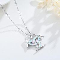 wholesale 925 Sterling Silver Celtic Trinity Knot Opalite Moonstone Pendant Necklace for Women's Gifts-White Opal - Viking Necklace
