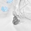 wholesale 925 Sterling Silver Oxidized Long Haired Cat Pendant Necklace With Pave Cz Stones-0-3