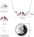 wholesale 925 Sterling Silver Red Gemstone Cardinal Branches Cross Bird Pendant Necklace for Women Gifts-0-2