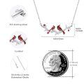 wholesale 925 Sterling Silver Red Gemstone Cardinal Branches Cross Bird Pendant Necklace for Women Gifts-0-2